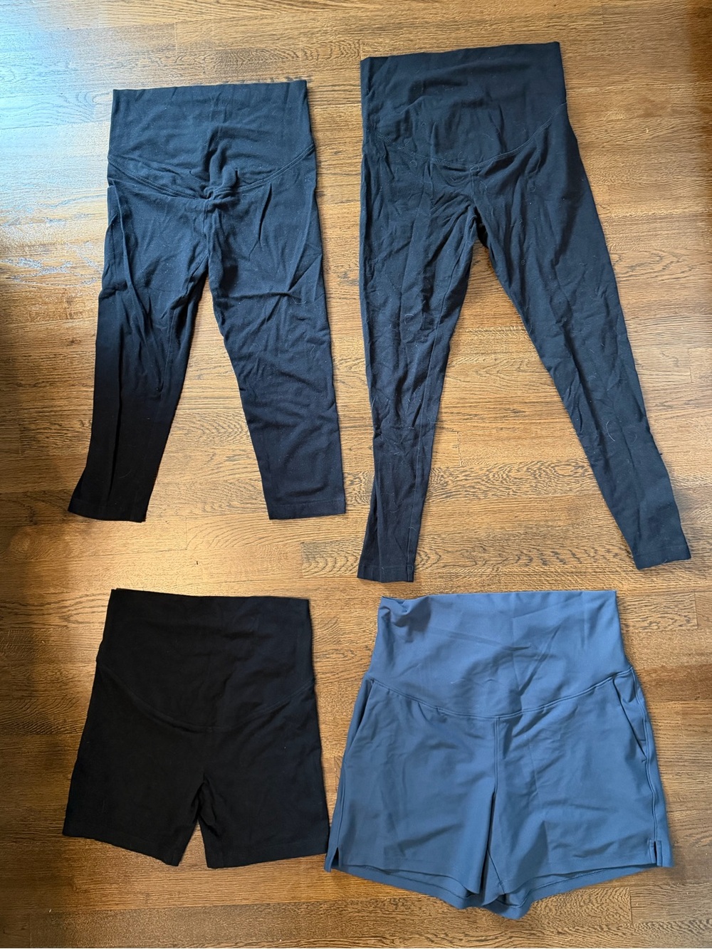 Old Navy Black and Slate Blue Maternity Athletic Shorts & Leggings Set